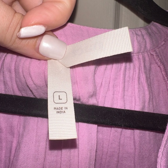 Pact Light Pink purple organic cotton tiered maxi dress summer spring L - Picture 4 of 11